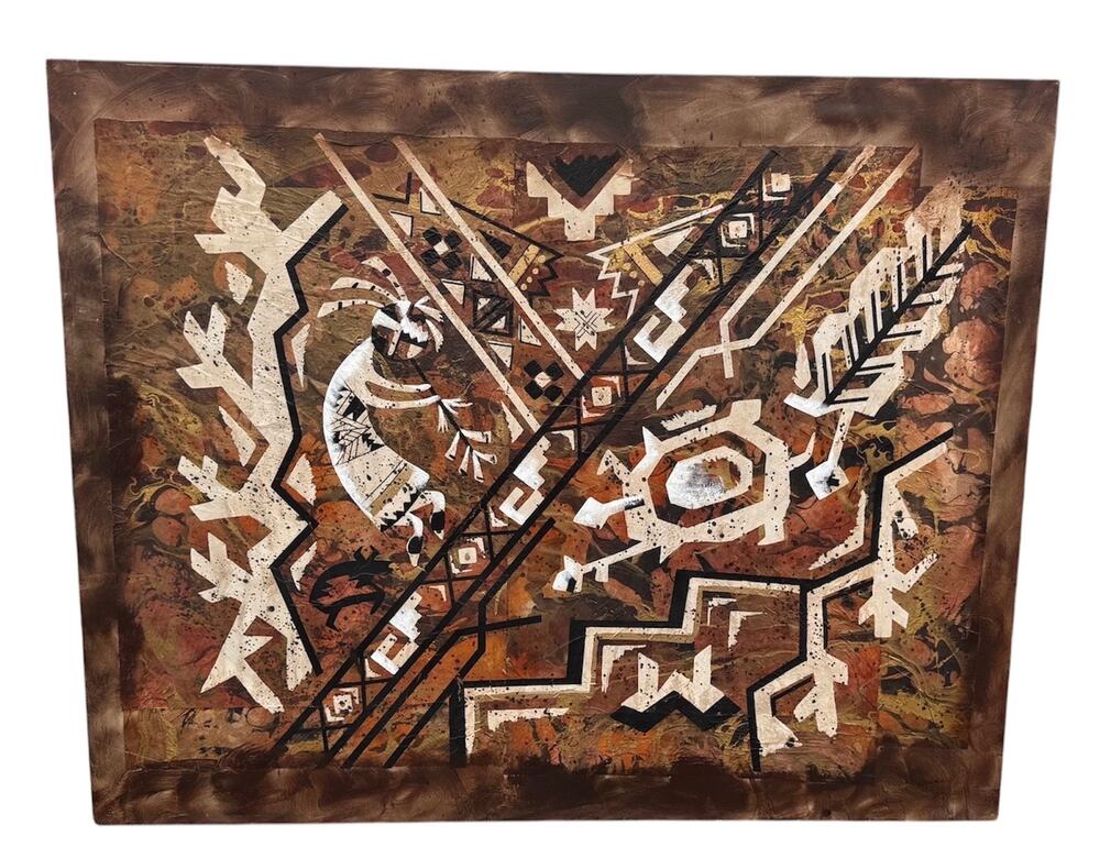 Monumental 60” x 48” Ceremonial Kokopelli Southwest Art – Vanguard Studios